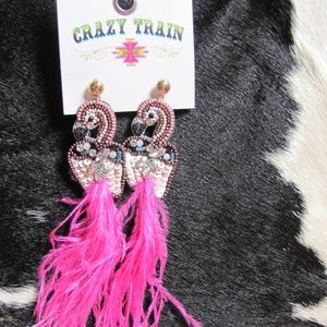 CRAZY TRAIN LET'S FLAMINGLE EARRINGS BRAND NEW ONL